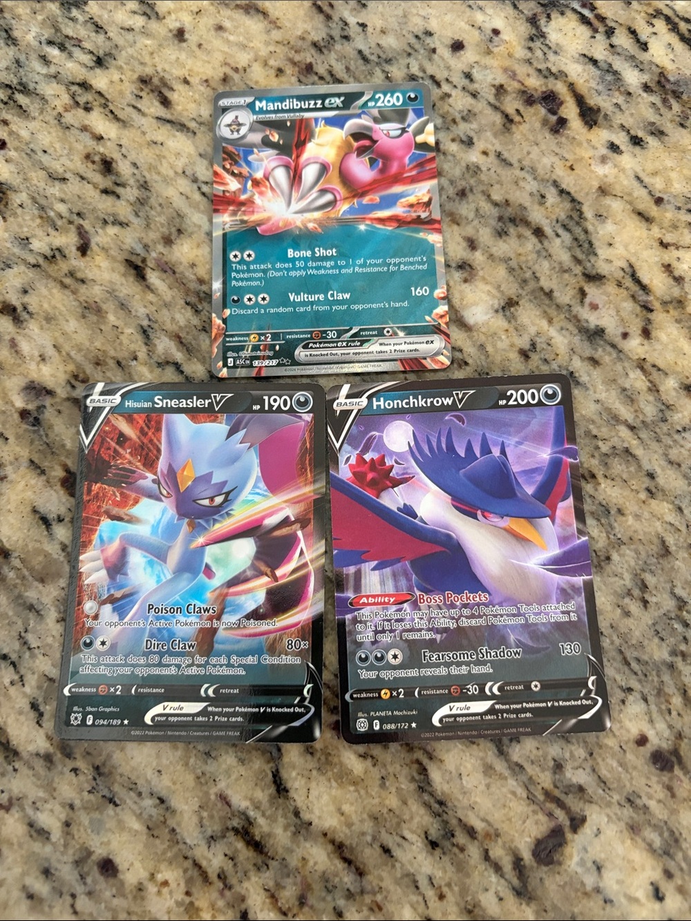 Pokemon Trading Cards - Black, Purple, Teal Artwork Set